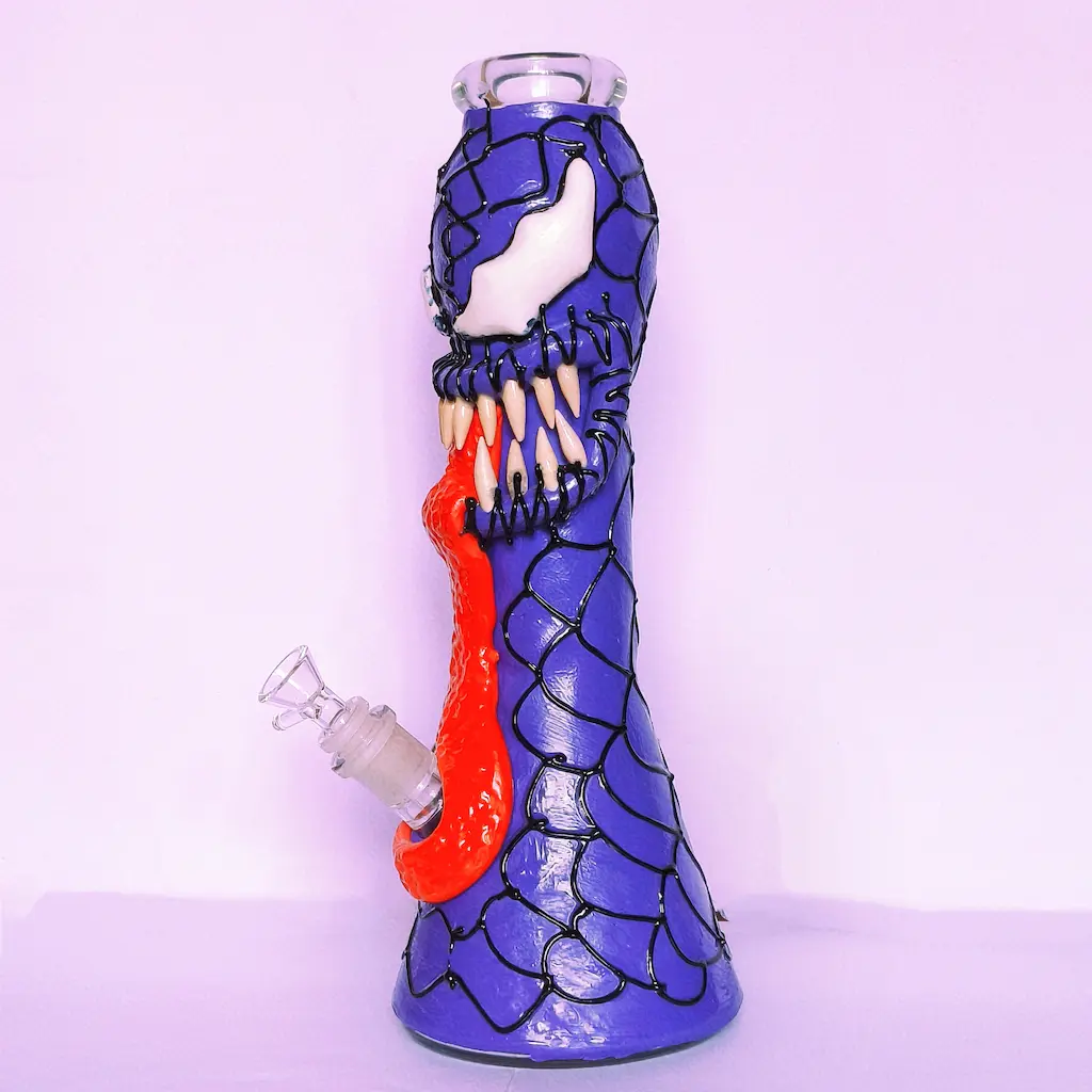 14 Inch 3D Monster Glass Bong - Purple Venom's Fury - Image 4