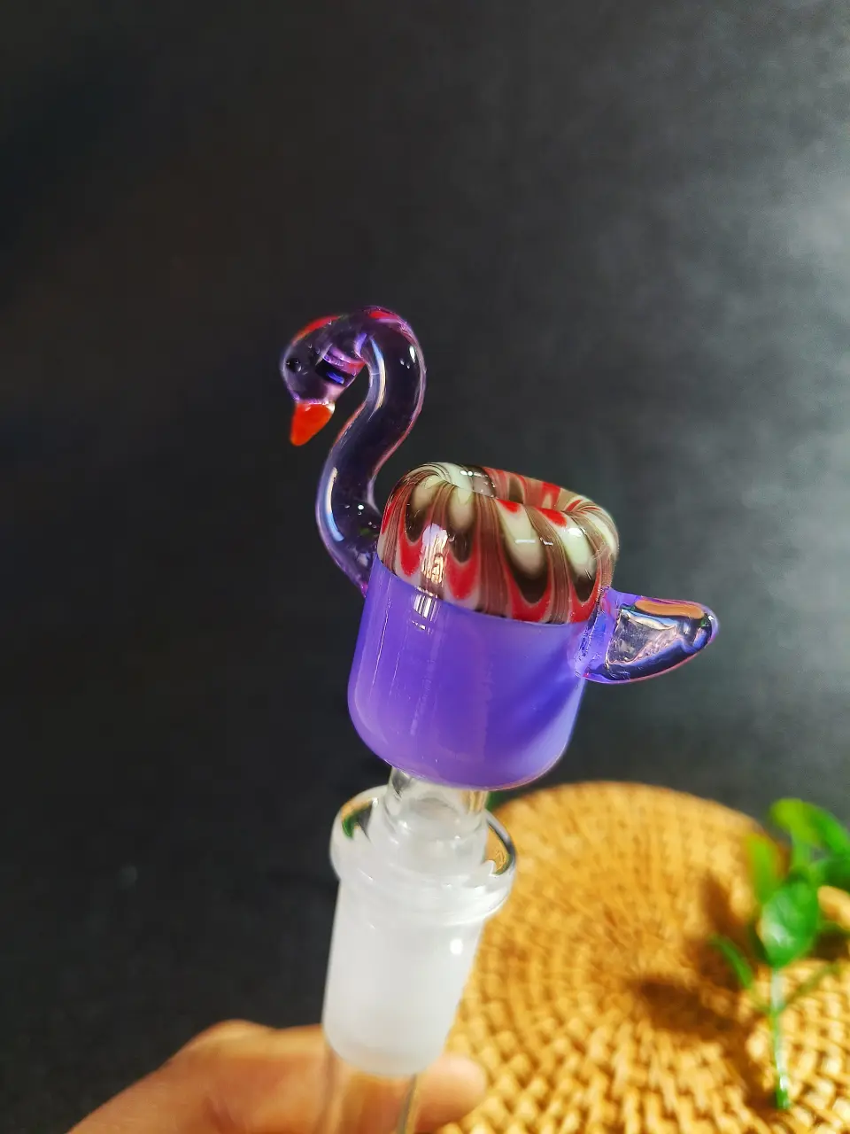 14mm Male Handmade Flamingo Borosilicate Glass Bong Bowl - Image 4