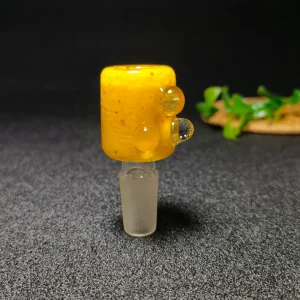 14mm Male Honey Yellow Cylindrical Borosilicate Glass Bowl