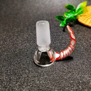14mm Male Red Spiral Horn Handle Borosilicate Glass Bong Bowl