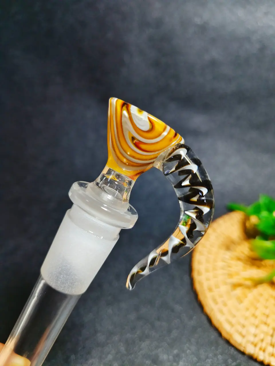 14mm Male Psychedelic Horn Borosilicate Glass Bong Bowl - Image 3