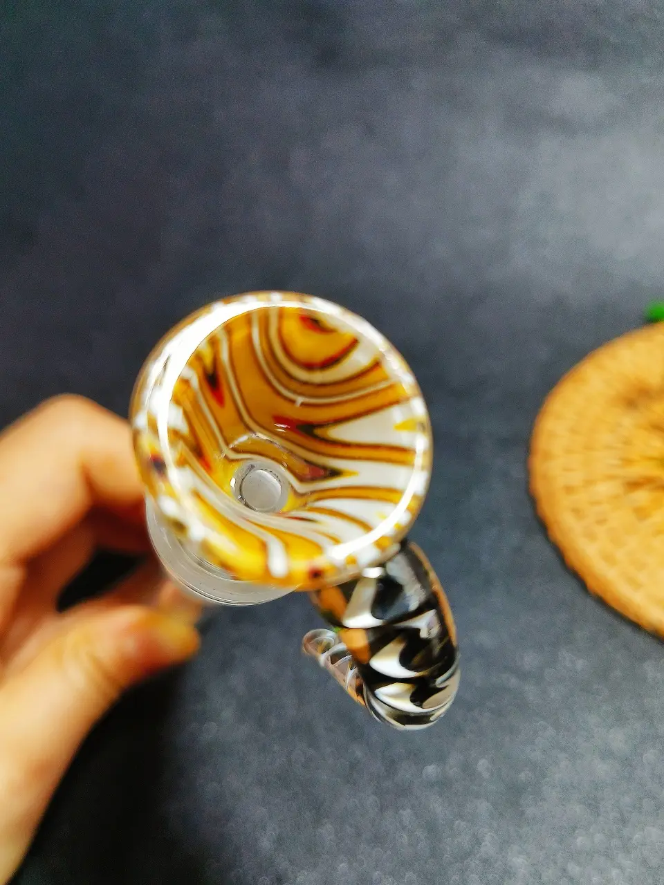 14mm Male Psychedelic Horn Borosilicate Glass Bong Bowl - Image 5