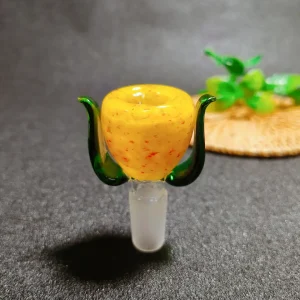 14mm Male Tulip Bowl with Green Leaf Handles