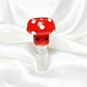 14mm Male Red Mushroom Glass Bowl Piece