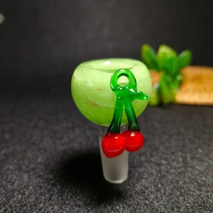 Cherry Handle 14mm Male Green Borosilicate Glass Bong Bowl