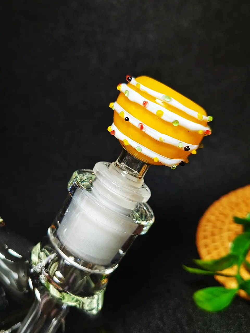 14mm Male Yellow Dessert Cake Borosilicate Glass Bong Bowl - Image 2