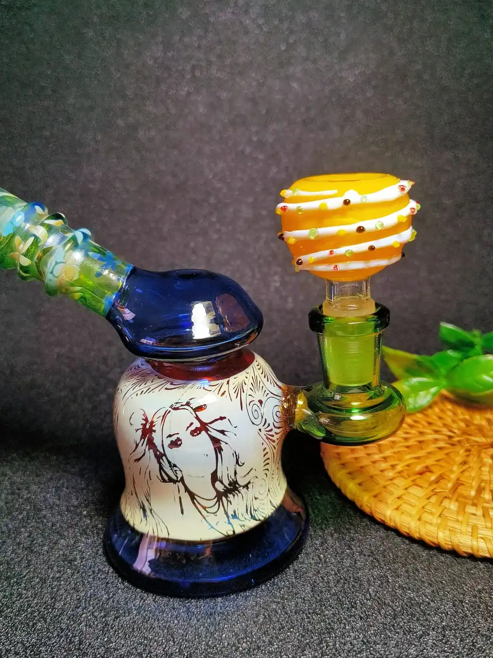 14mm Male Yellow Dessert Cake Borosilicate Glass Bong Bowl - Image 5