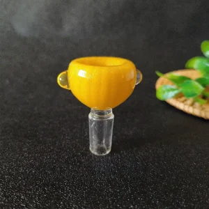 14mm Male Yellow Pumpkin Ribbed Borosilicate Glass Bong Bowl