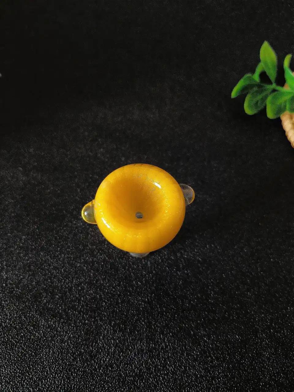 14mm Male Yellow Pumpkin Ribbed Borosilicate Glass Bong Bowl - Image 4
