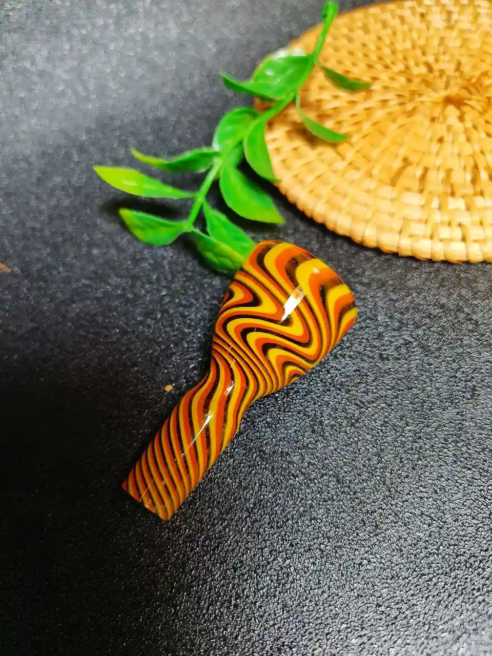 14mm Male Orange Yellow Black Wig Wag Glass Bong Bowl - Image 4