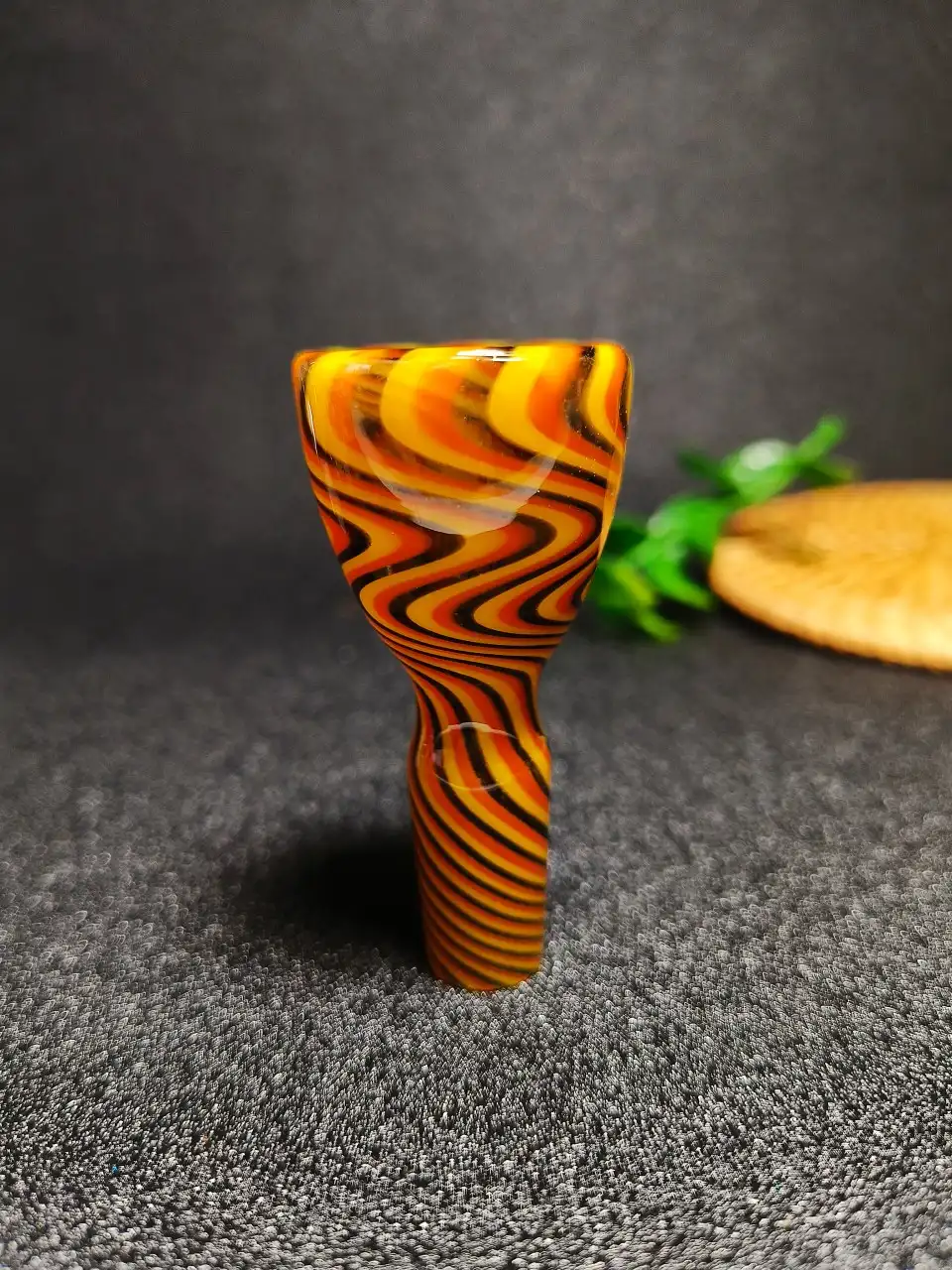 14mm Male Orange Yellow Black Wig Wag Glass Bong Bowl