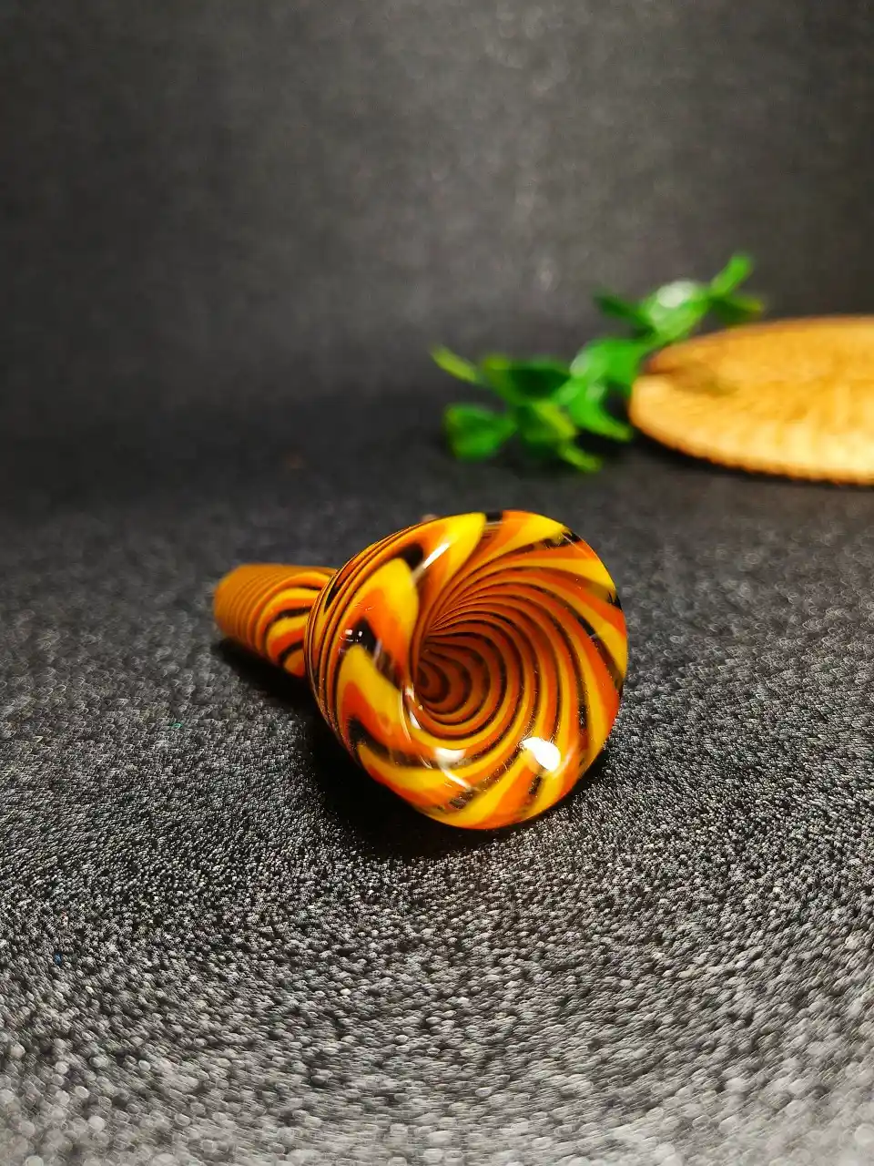 14mm Male Orange Yellow Black Wig Wag Glass Bong Bowl - Image 3