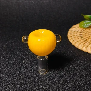14mm Male Yellow Pumpkin-Style Borosilicate Glass Bong Bowl
