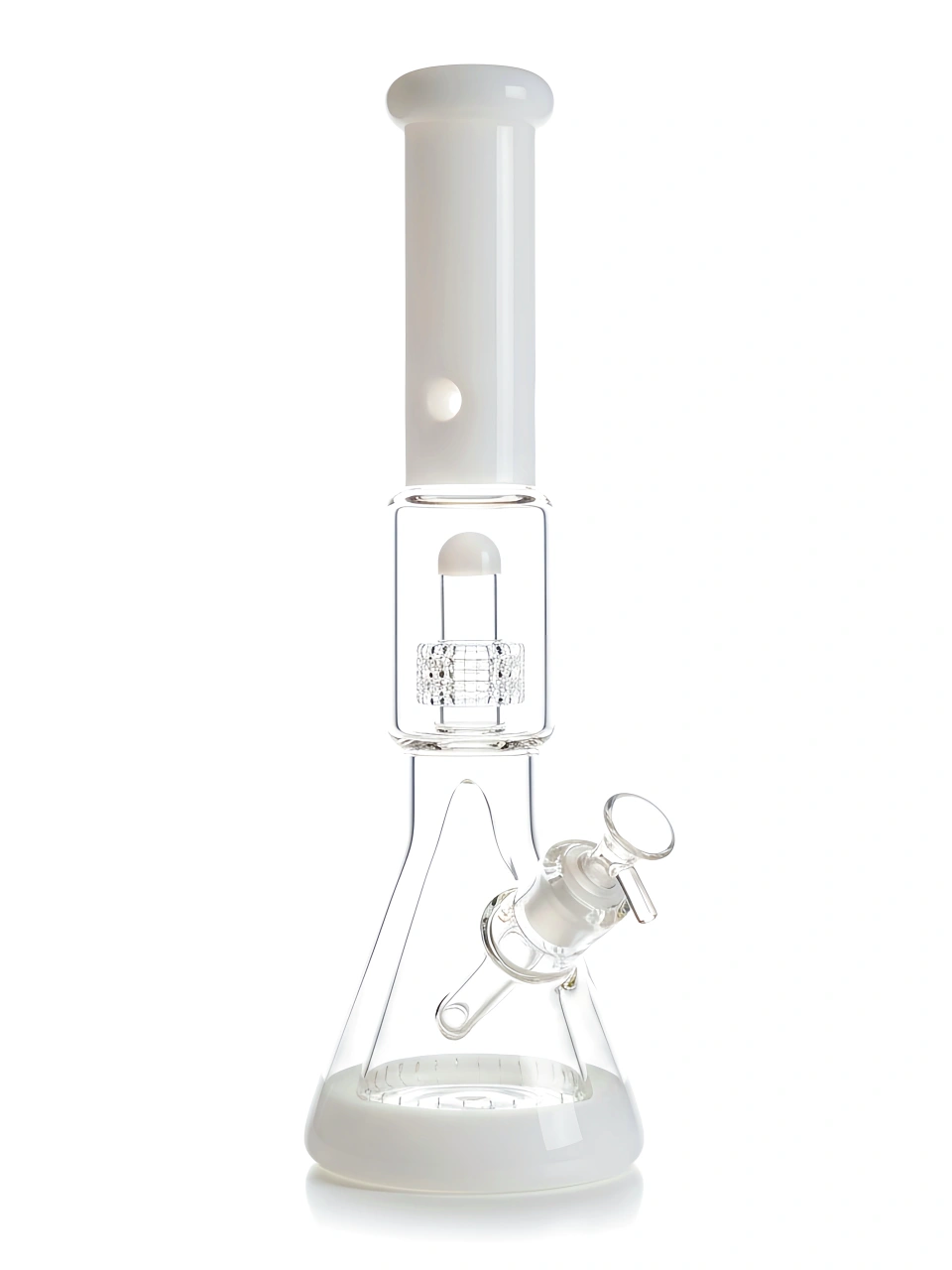 16 Inch Glacier White Triple Perc Beaker Bong