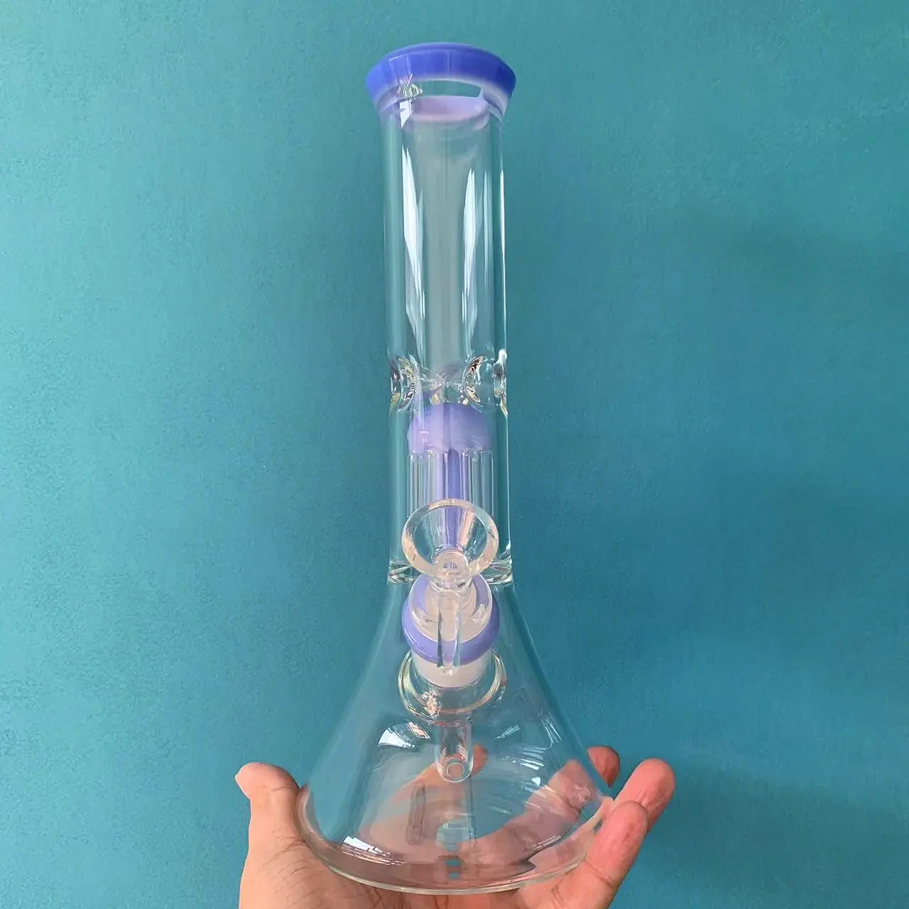 11 Inch Borosilicate Glass Beaker Bong with Tree Perc and Ice Catcher - Image 2