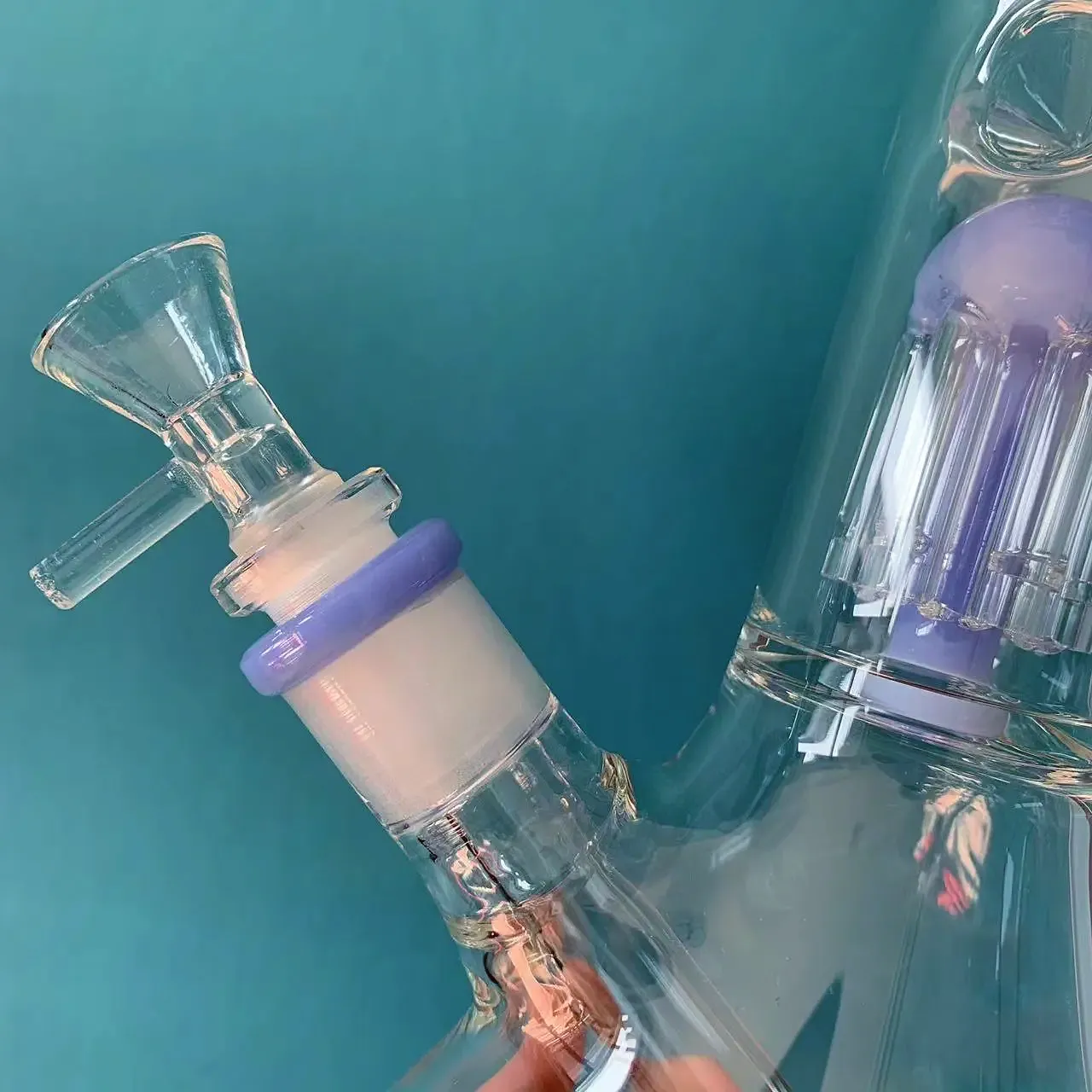 11 Inch Borosilicate Glass Beaker Bong with Tree Perc and Ice Catcher - Image 5
