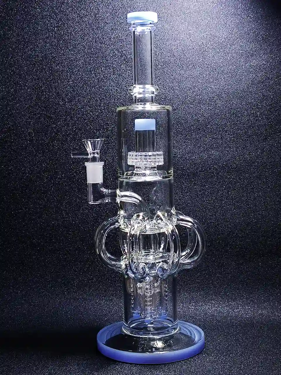 15 Inch Triple Perc Tornado Recycler Glass Bong - Sky Blue