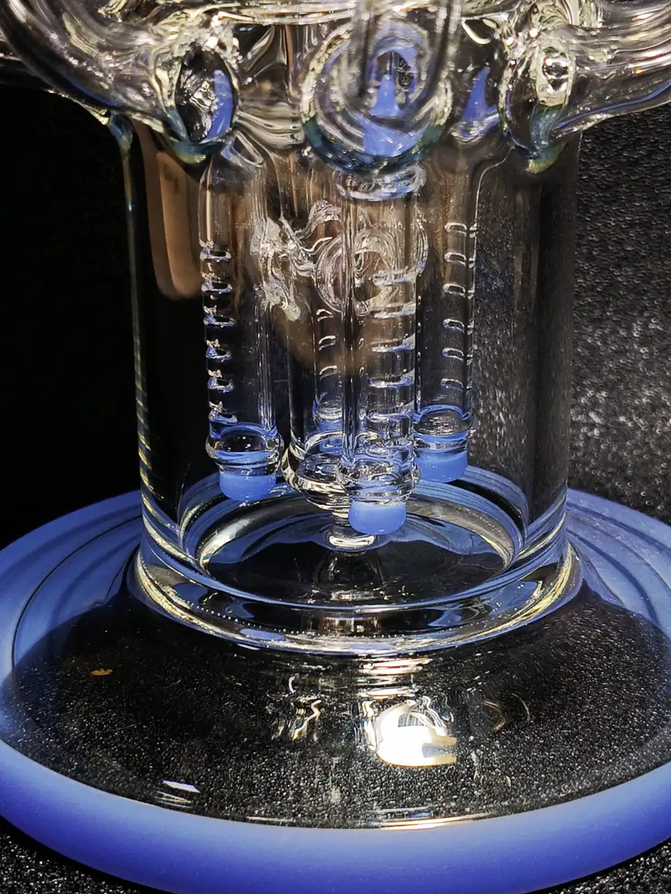 15 Inch Triple Perc Tornado Recycler Glass Bong - Sky Blue - Image 2