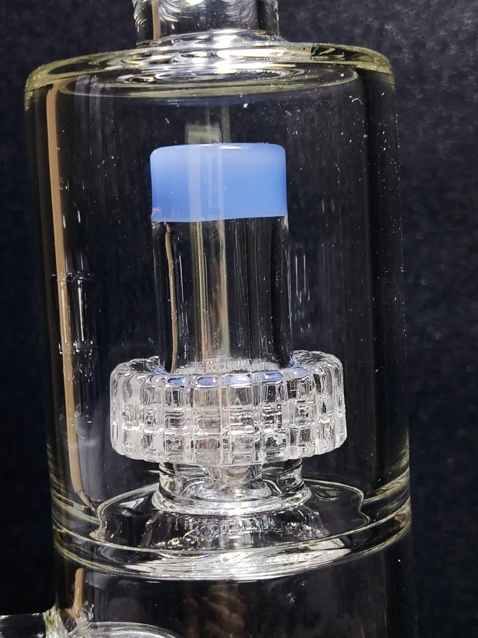 15 Inch Triple Perc Tornado Recycler Glass Bong - Sky Blue - Image 7