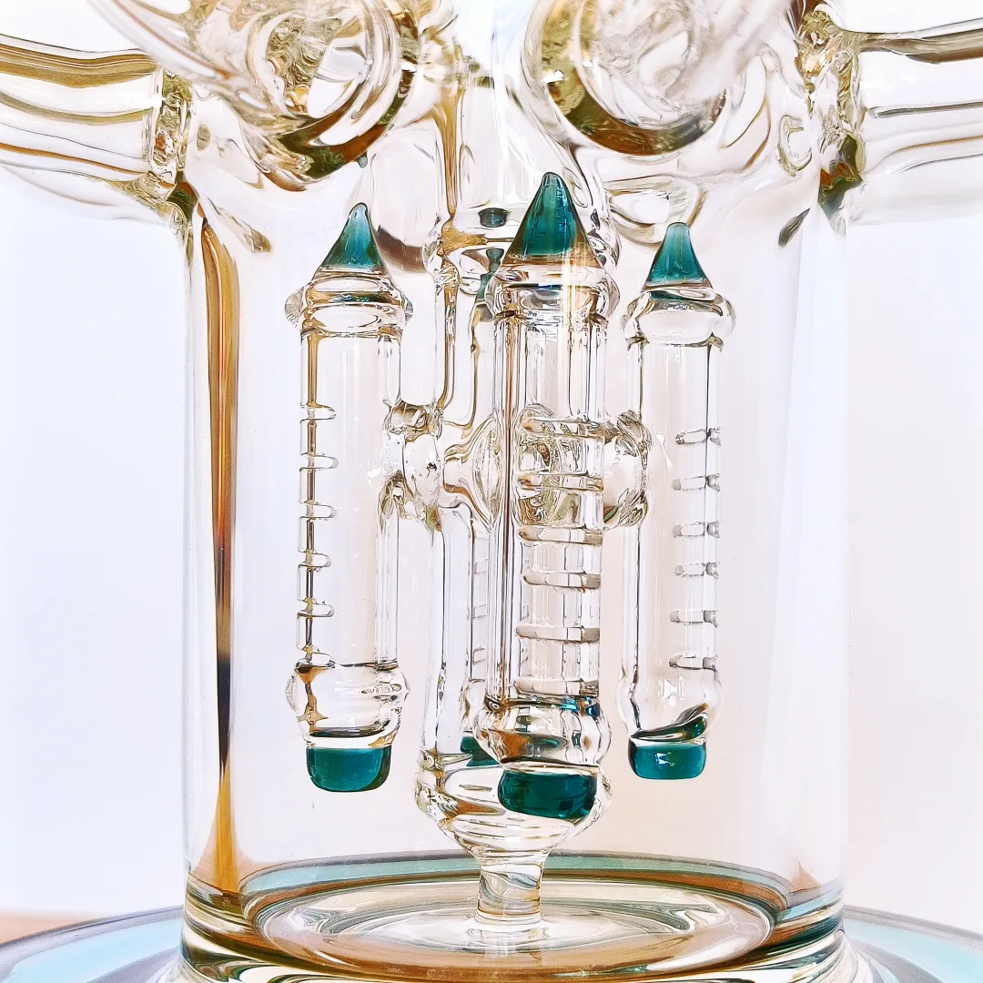 15 Inch Lake Green Triple Perc Tornado Recycler Glass Bong - Image 2