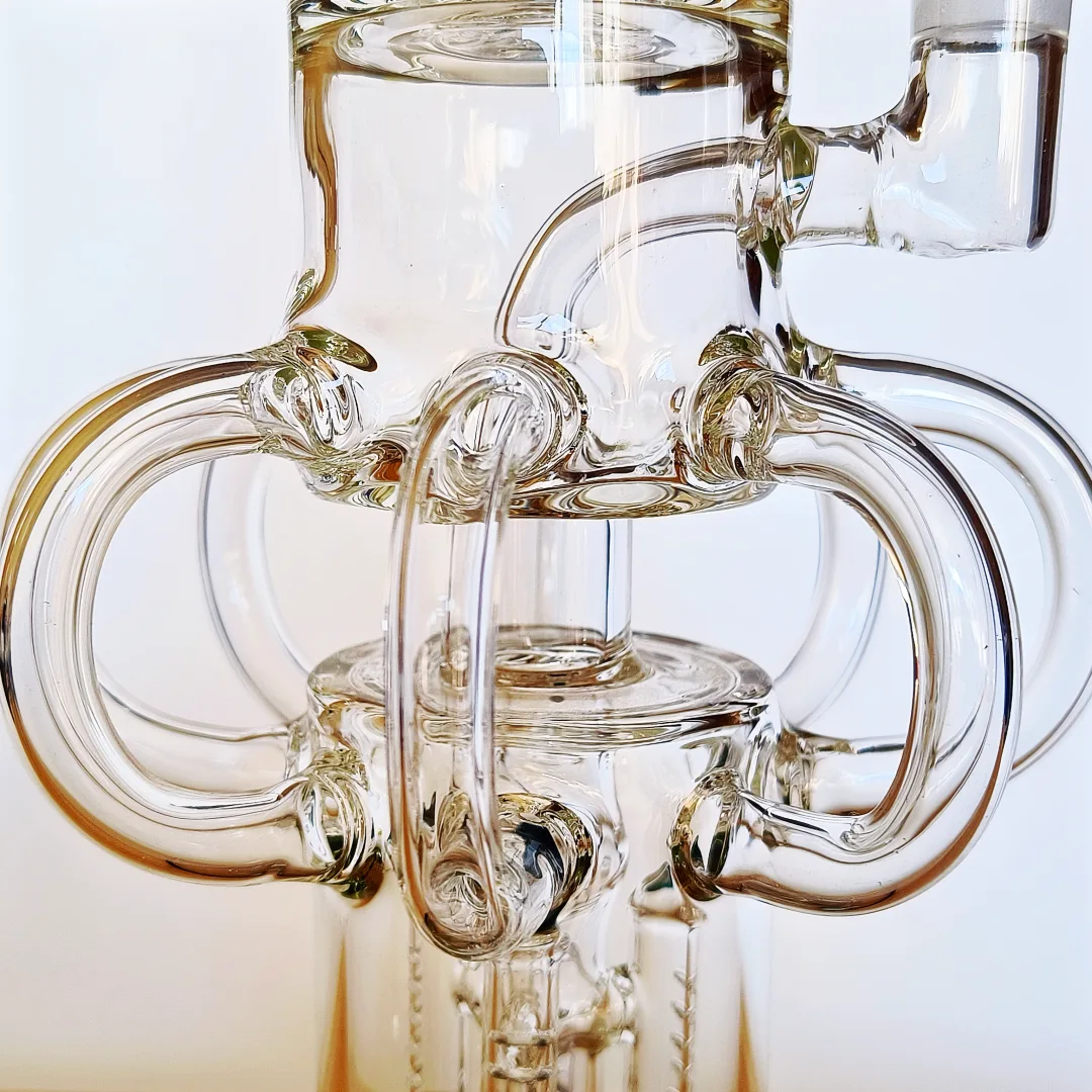 15 Inch Lake Green Triple Perc Tornado Recycler Glass Bong - Image 3