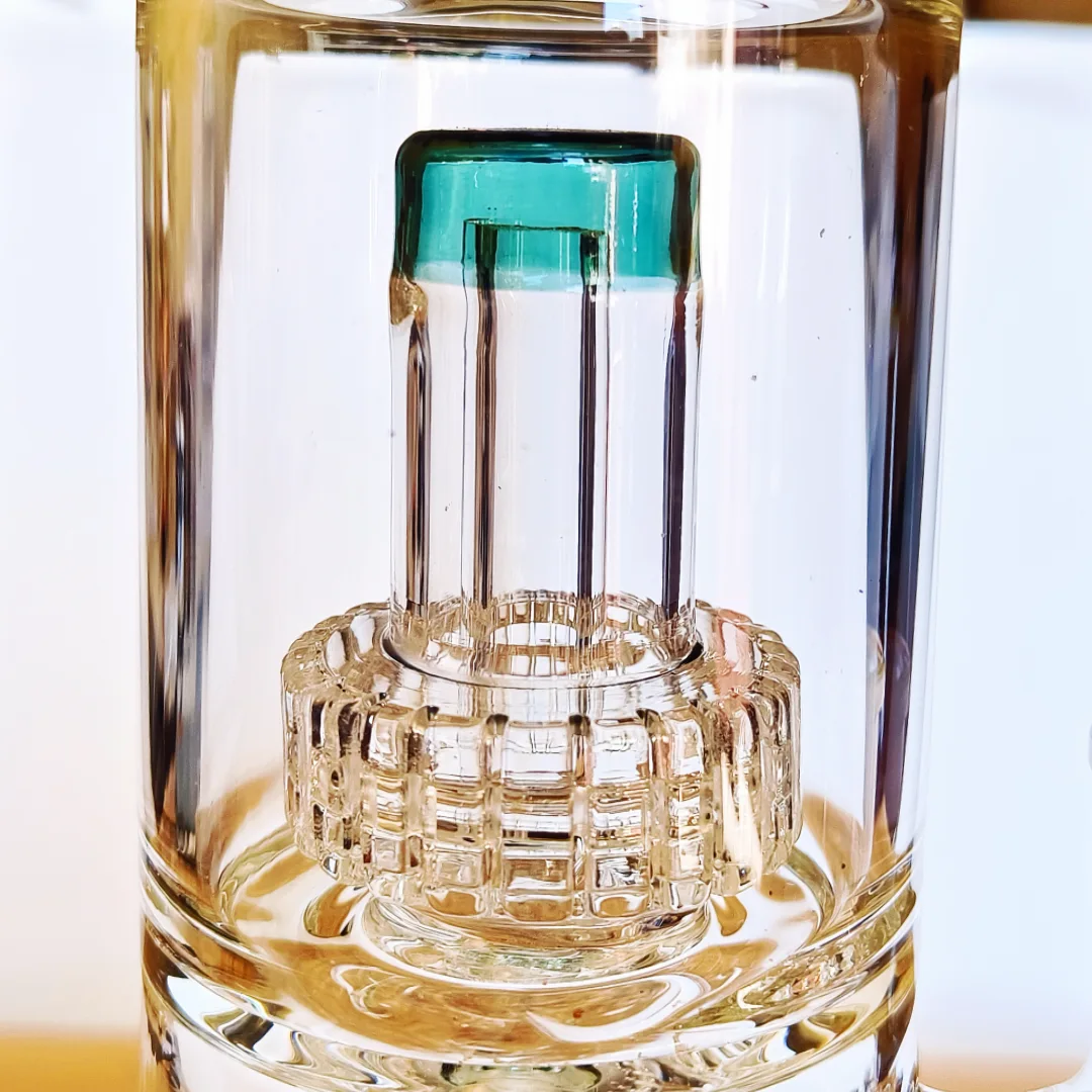 15 Inch Lake Green Triple Perc Tornado Recycler Glass Bong - Image 4