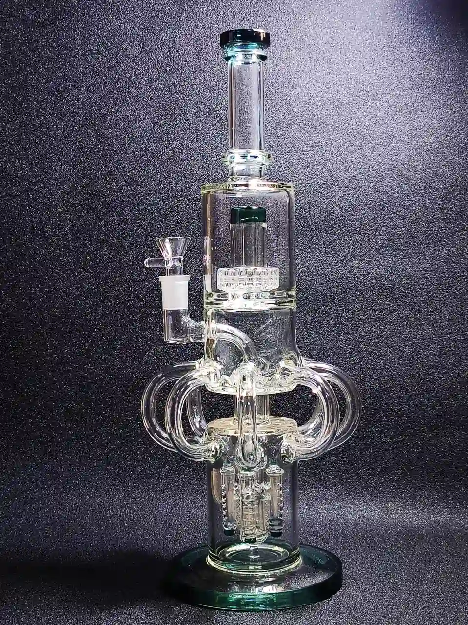 15 Inch Lake Green Triple Perc Tornado Recycler Glass Bong