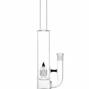 16 Inch Black Glass Straight Tube Bong with Cactus Perc