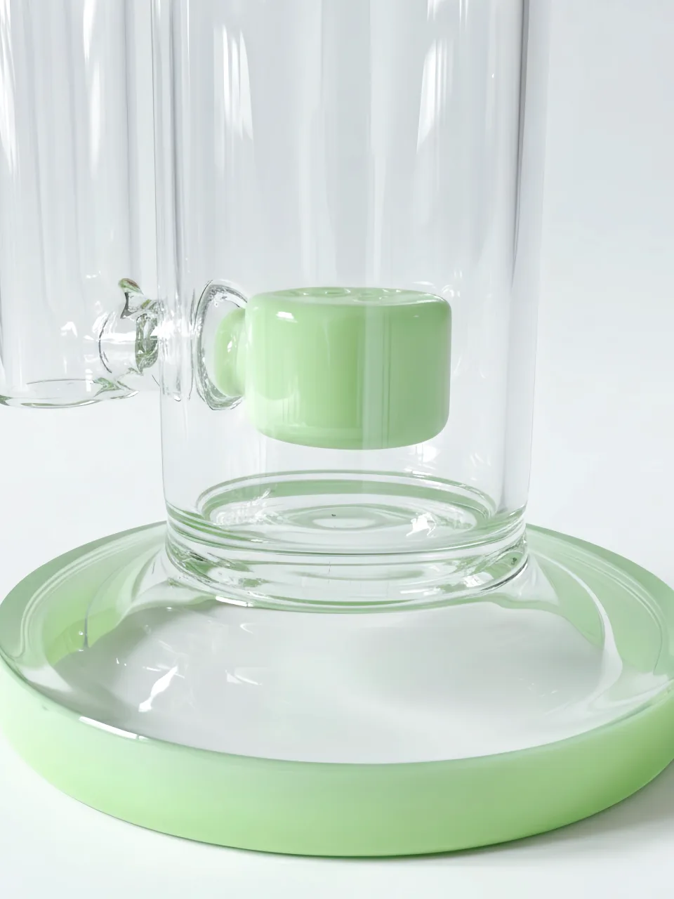 16 Inch Sage Green Straight Tube Glass Bong with Drum Perc - Image 2