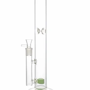 16 Inch Sage Green Straight Tube Glass Bong with Drum Perc