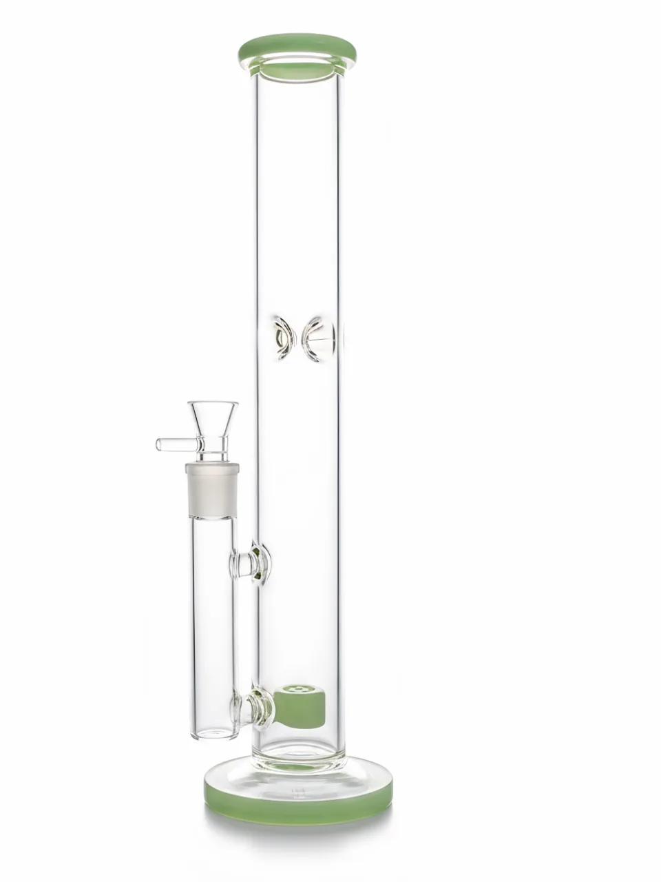 16 Inch Sage Green Straight Tube Glass Bong with Drum Perc