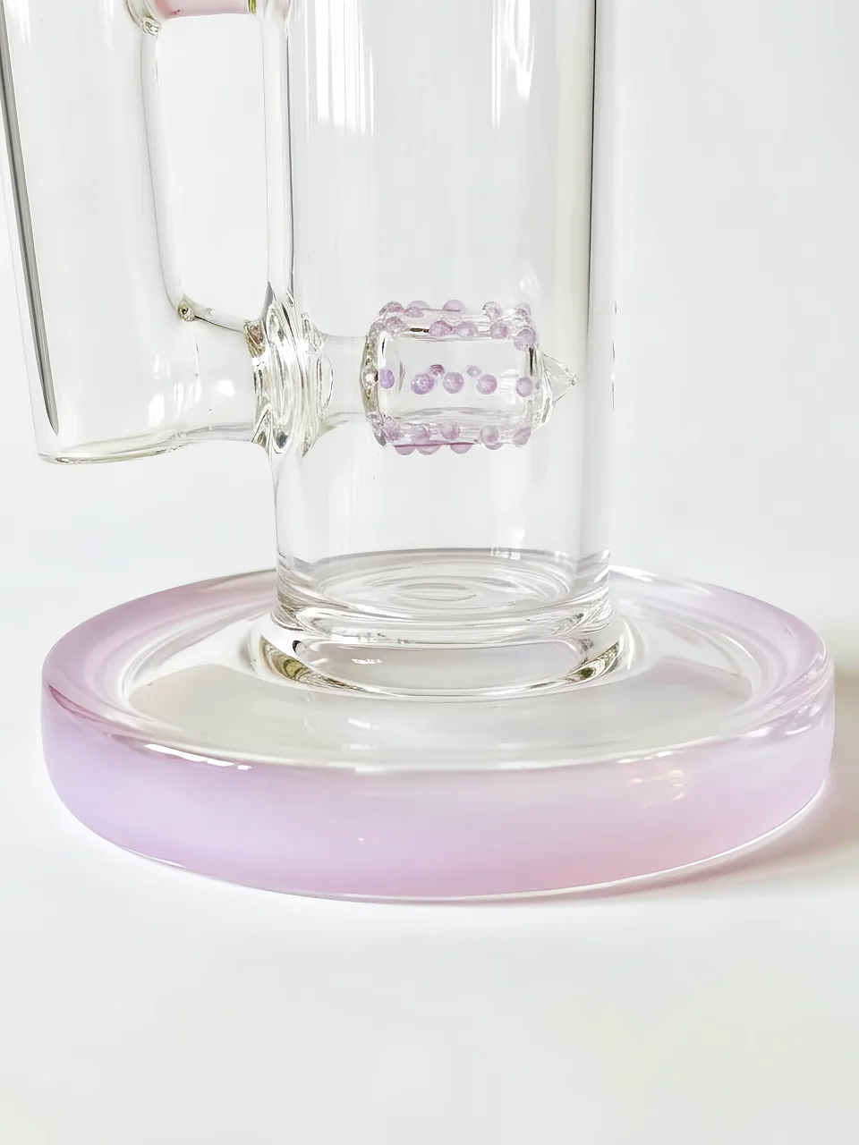 16 Inch Milky Pink Straight Tube Glass Bong with Cactus Perc - Image 2