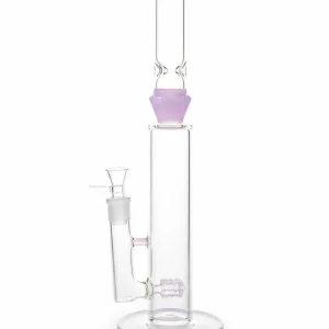 16 Inch Milky Pink Straight Tube Glass Bong with Cactus Perc