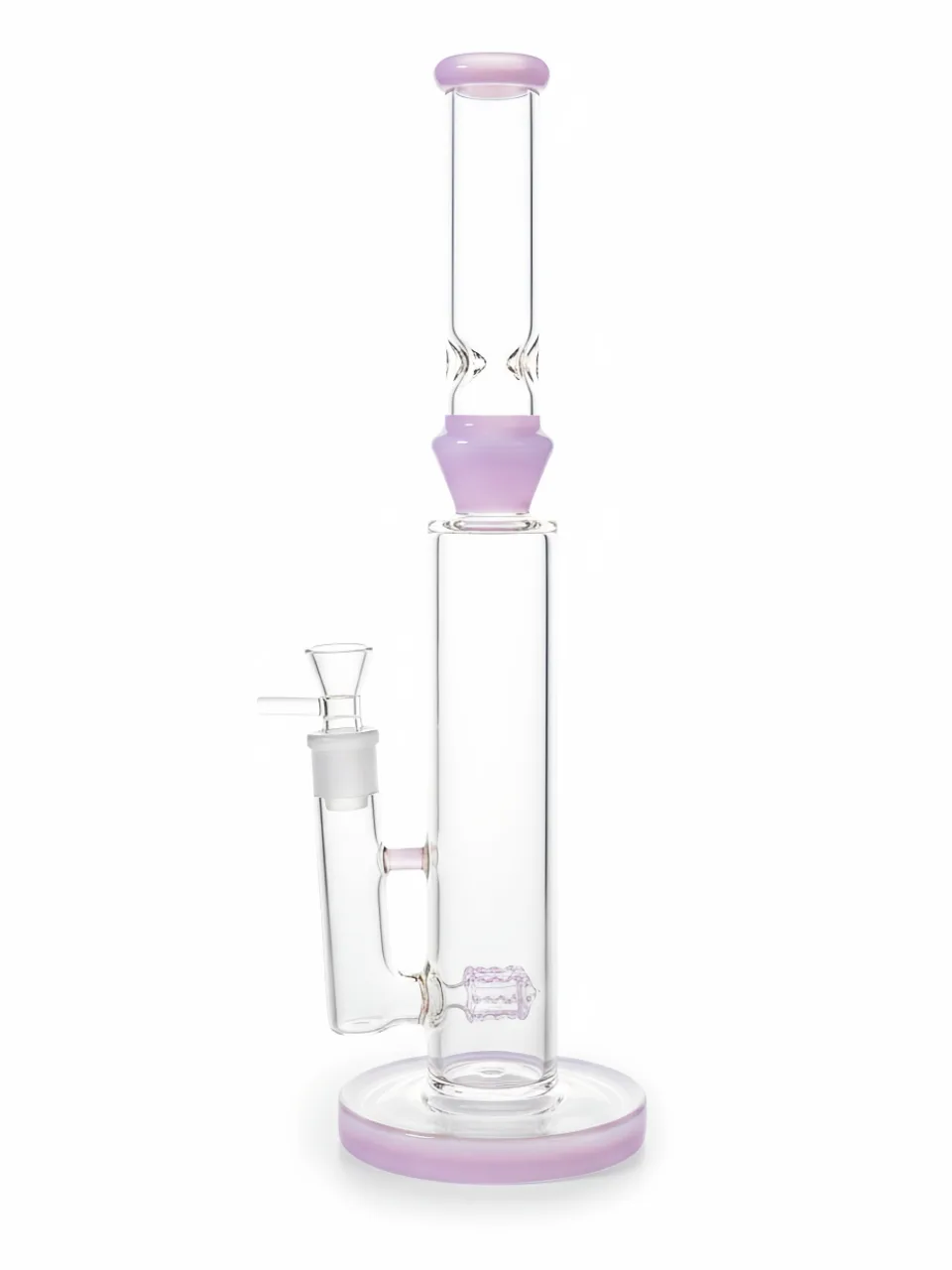 16 Inch Milky Pink Straight Tube Glass Bong with Cactus Perc