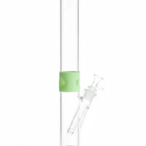 16 Inch Clear Glass Straight Tube Bong with Pastel Green Accents
