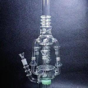 18-Inch Mint Green Multi-Chamber Recycler Glass Bong