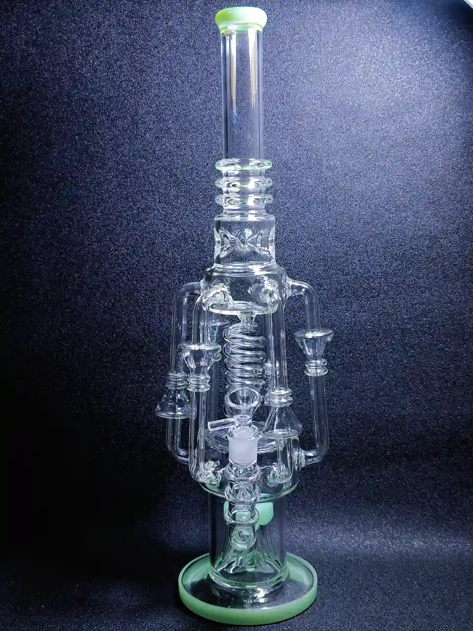 18-Inch Mint Green Multi-Chamber Recycler Glass Bong - Image 2
