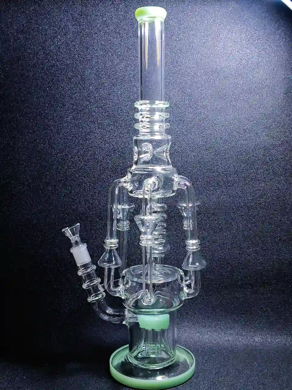 18-Inch Mint Green Multi-Chamber Recycler Glass Bong