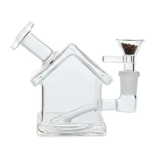 4.5-Inch Clear House-Shaped Borosilicate Glass Bubbler