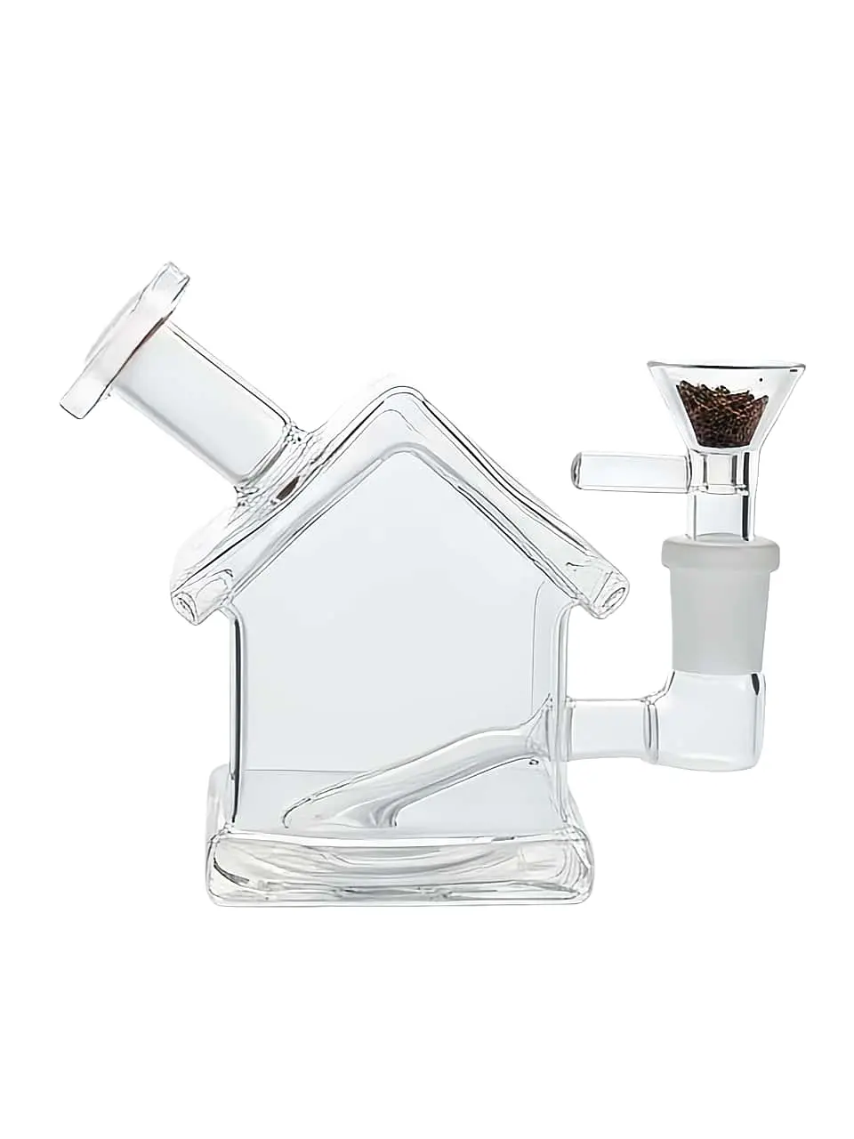 4.5-Inch Clear House-Shaped Borosilicate Glass Bubbler