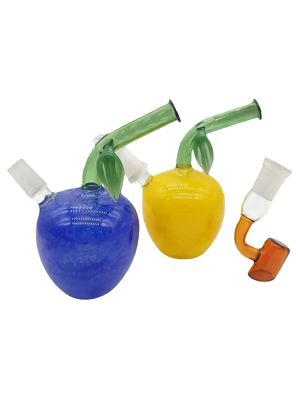 4.7" Blue & Yellow Apple Design Borosilicate Glass Bubbler