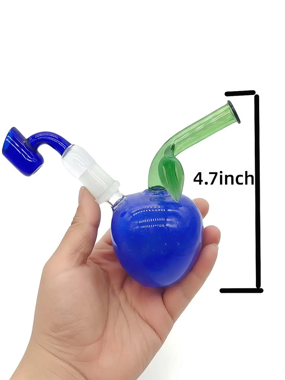 4.7" Blue & Yellow Apple Design Borosilicate Glass Bubbler - Image 2