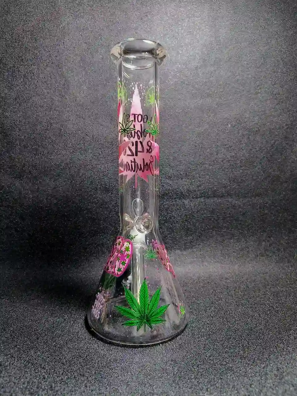 10 Inch 420 Solutions Pink and Green Beaker Glass Bong - Image 3