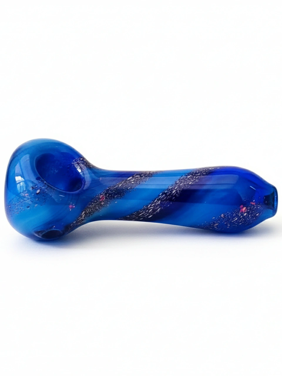 4-Inch Deep Space Galaxy Spiral Blue Borosilicate Glass Spoon Pipe