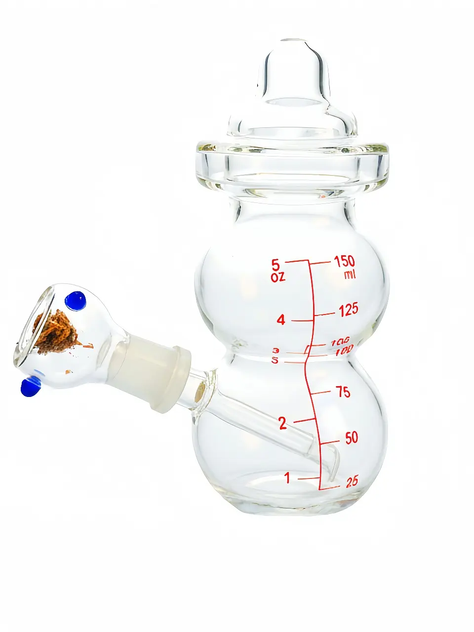 5.3 Inch Play Lab Baby Bottle Borosilicate Glass Bubbler