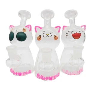 5.5 Inch Lucky Cat Hand-Painted Borosilicate Glass Bubbler