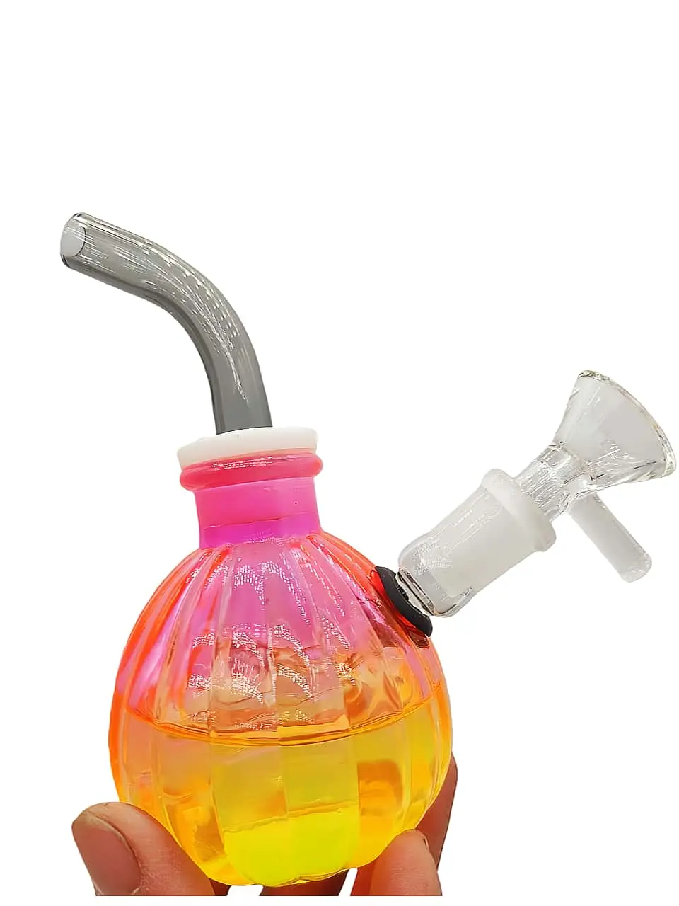 5-Inch Iridescent Gradient Pumpkin Borosilicate Glass Bubbler - Image 2