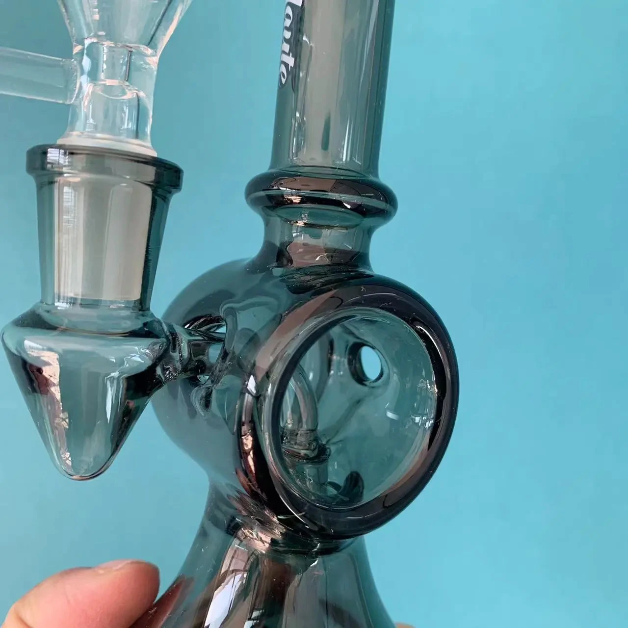 6.3-Inch Mini Black Hollow Loop Bong with Disc Perc and Recycler - Image 5