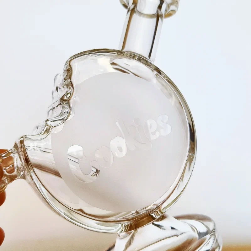 Cookies 6 Inch Cookie Bite Borosilicate Glass Mini Bubbler Bong - Flawed - Image 2