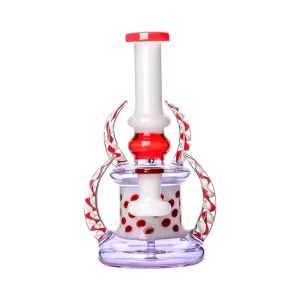 7.5 Inch Mini Horned Polka Dot Glass Dab Rig with Disc Perc